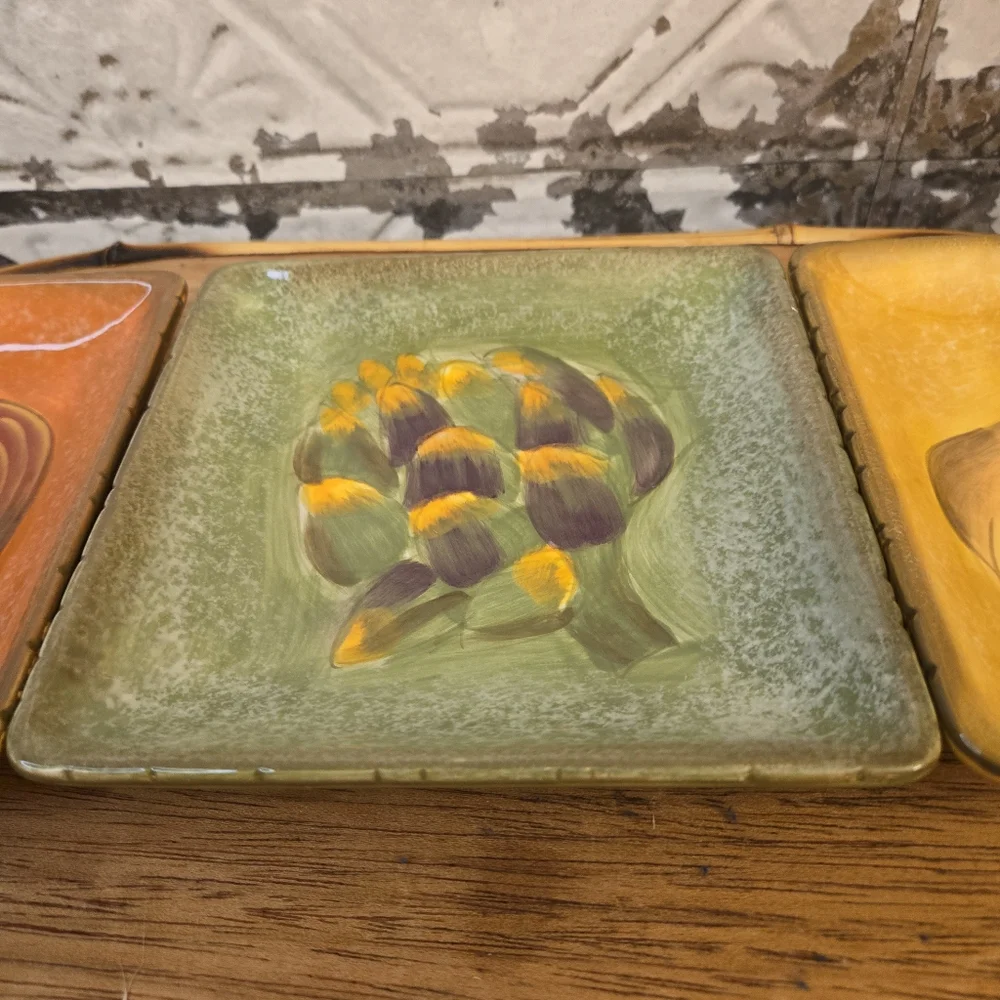 Terra Toscana Clay Art Collection Set of Three Hand-Painted Ceramic Plates Used